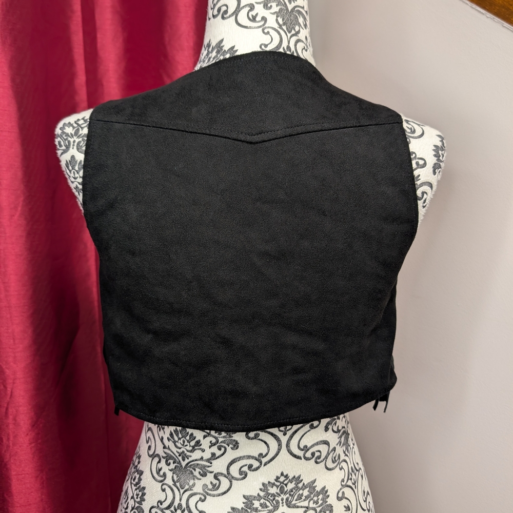 5 Piece Black Fringe Clothing Lot - Romper, Tops, Vest & Shorts- Small/26 - Picture 12 of 13